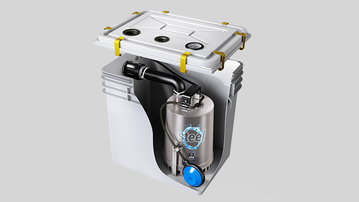Steel electric pump included in Zenit nanoBOX Series lifting station